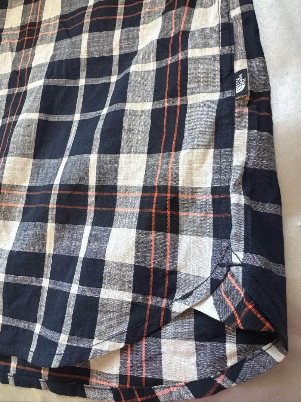 NWT The North Face Men’s Navy & White Plaid Short-Sleeve Shirt XXL